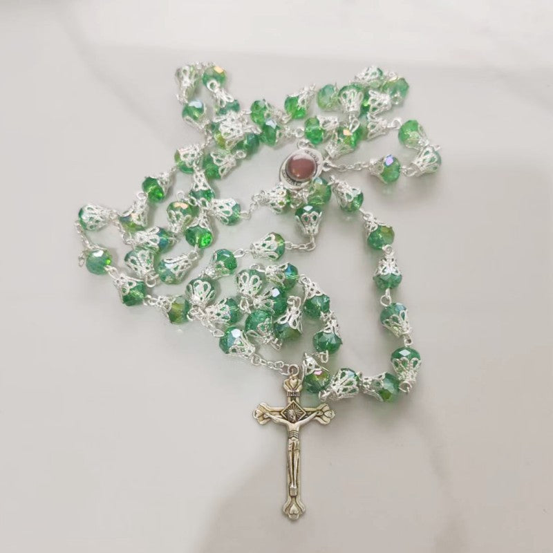 Wholesale Rosary Crystal Bead Cross Pendant Necklace